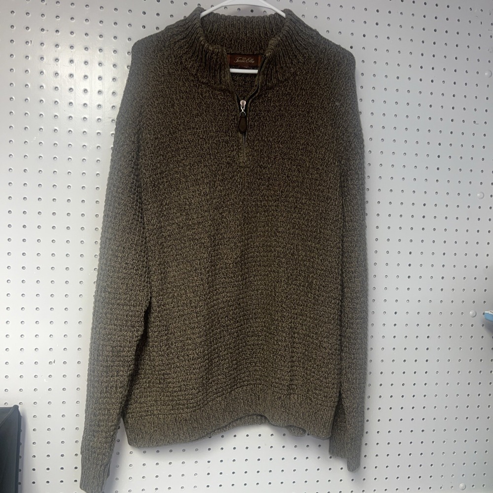 Tasso Elba‎ pullover mens sweater adult XL quarter zip high neck Tan